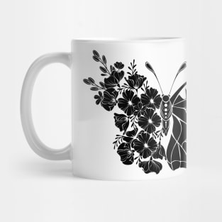 Flower Butterfly with Black California Poppy Mug